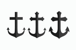 Anchor with Cross Icon. Cross with Anchor Vector Icon