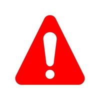 white exclamation mark sign on red triangle isolated on white background vector