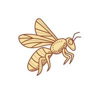 línea mono abeja voladora vector