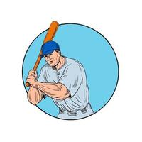 jugador de béisbol con dibujo de bate vector