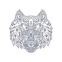 Grey Wolf Head Mono LIne vector