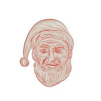 melancólico dibujo de la cabeza de santa claus vector