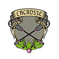 Crossed Lacrosse Stick Coat of Arms Crest Woodcut