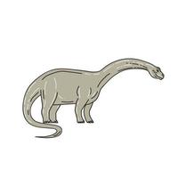 Brontosaurus Dinosaur Looking Down Mono Line vector