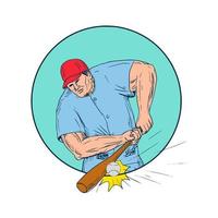 Baseball Player Hitting A Homerun Drawing vector