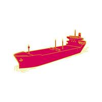 Container Ship Cargo Boat Mono Line vector