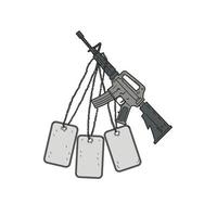 M4 Carbine Dog Tags Hanging Drawing vector