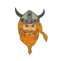 dibujo de cabeza de guerrero vikingo norseman vector