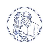 Surveyor Theodolite Circle Mono Line vector