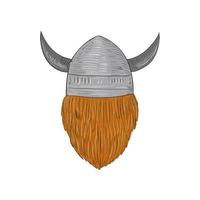 Viking Warrior Head Rear View Drawing vector