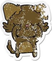 distressed sticker of a cute cartoon dog vector