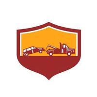 Tow Truck Towing Car Shield Retro vector