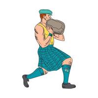 Stone Throw Highland Games Athlete Drawing vector