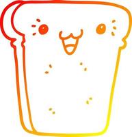 warm gradient line drawing cartoon slice of bread vector