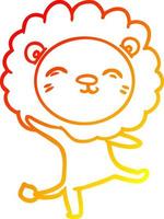 warm gradient line drawing cartoon lion vector