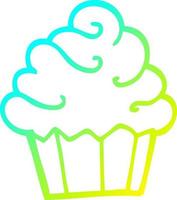 cold gradient line drawing cartoon cupcake vector