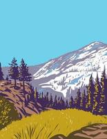 pico de phipps en la sierra nevada al oeste de la bahía esmeralda y el lago tahoe california arte del cartel de wpa vector