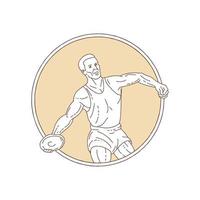 Track and Field Discus Thrower Circle Mono Line vector