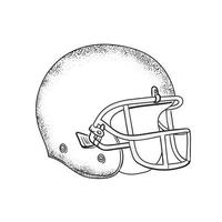 American Football Helmet Black and White Drawing vector