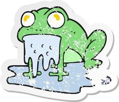 retro distressed sticker of a cartoon gross little frog vector