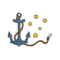 Anchor with Rope and Southern Star Drawing vector