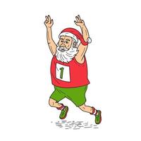 Santa Claus Father Christmas Running Marathon Cartoon vector