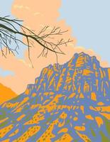 cañón de zion en el parque nacional de zion a lo largo de zion park blvd en springdale, utah, wpa poster art vector