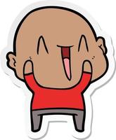 sticker of a happy cartoon bald man vector