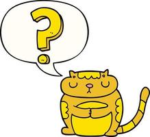 cartoon cat and question mark and speech bubble vector