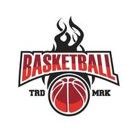 vintage logo fire basketball template illustration vector