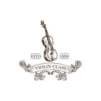 ilustración de plantilla de vector de violín de logotipo vintage