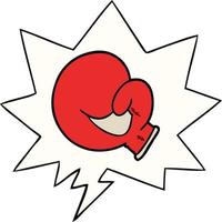 boxing glove cartoon and speech bubble vector