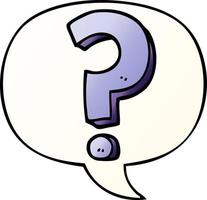 cartoon question mark and speech bubble in smooth gradient style vector