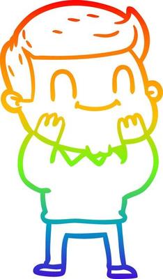 rainbow gradient line drawing cartoon friendly man