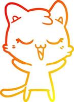 warm gradient line drawing happy cartoon cat vector