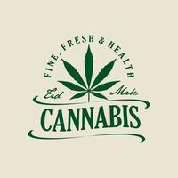 vintage logo cannabis template illustration vector