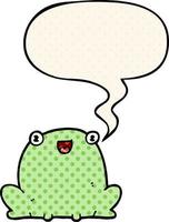 cute cartoon frog and speech bubble in comic book style vector