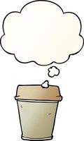 cartoon take out coffee and thought bubble in smooth gradient style vector