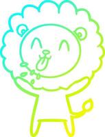 cold gradient line drawing happy cartoon lion vector