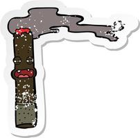 retro distressed sticker of a cartoon cigar character vector