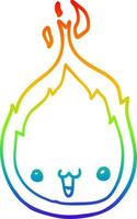 rainbow gradient line drawing cute cartoon flame vector