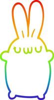rainbow gradient line drawing cartoon rabbit vector