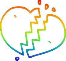 rainbow gradient line drawing cartoon broken heart vector