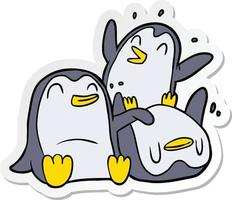 pegatina de pingüinos de dibujos animados vector