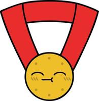 cute cartoon gold medal vector