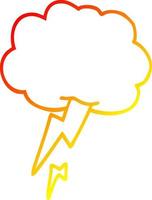 warm gradient line drawing cartoon thunder and lightening vector