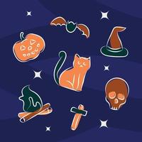 Set navy collection element halloween concept flat illustration. Suitable for content social media vector