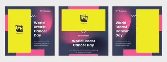 Set collection post world breast cancer design template. Suitable for content social media. Campaign square vector