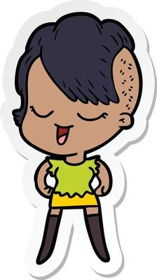 sticker of a happy cartoon girl