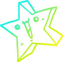 cold gradient line drawing cartoon happy star vector